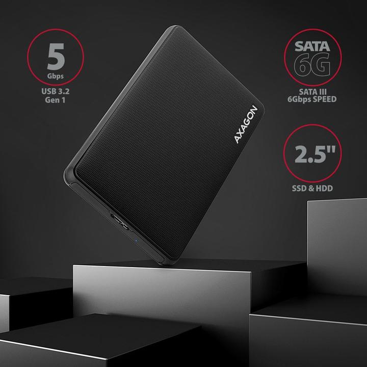 Actual product image Axagon EE25-SL external 2.5" enclosure, USB 3.0 / SATA III - USB-A (2.5")