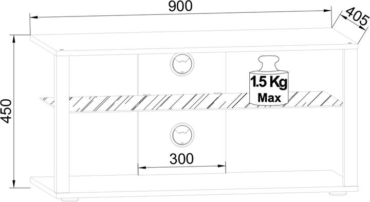 Produktbild VCM Holz TV Lowboard Rollen Fernsehschrank mobil Rack Konsole Möbel Fernsehtisch Fernseh Phono Glas (90 x 41 x 45 cm)