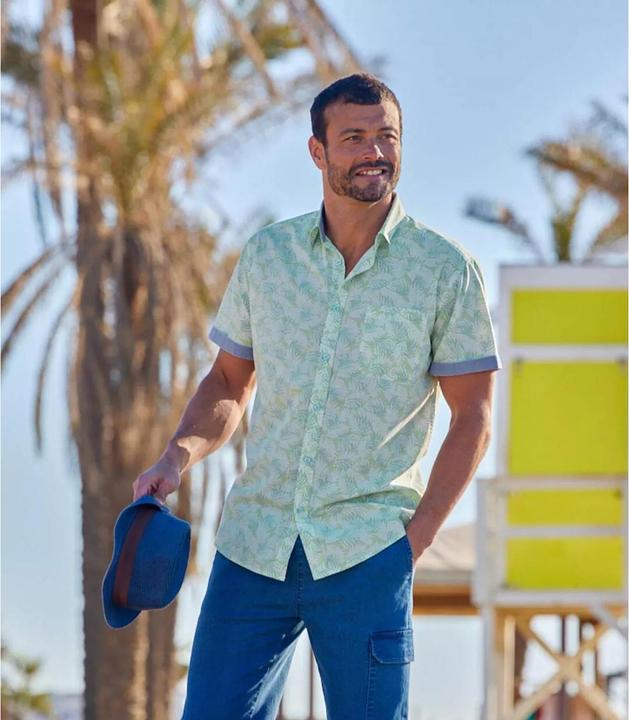 Actual product image Atlas For Men Mens Palm Print Summer Shirt (XL)