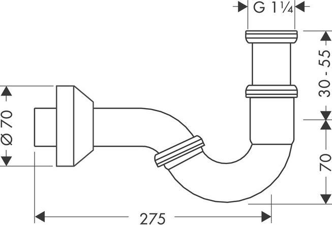 Immagine prodotto hansgrohe HG bidet tubolare a sifone modello standard cromo (Materiale di montaggio del sifone, 1 1/4")