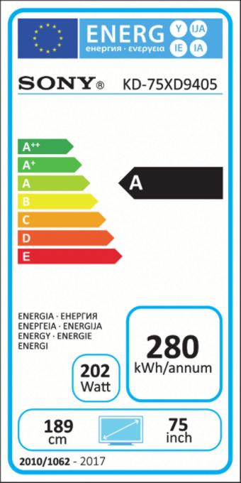 Energie-Label Sony Kd-75xd9405 (75", LCD, 4K)