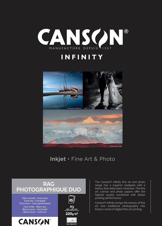 Canson INFINITY Fotopapier "Rag Photographique Duo", A3 (A3, 25 x)