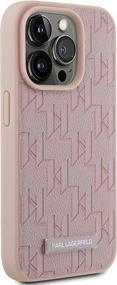 Actual product image Karl Lagerfeld KLHMP15XPKHPORPP iPhone 15 Pro Max 6.7" hardcase różowy/pink Leather Monogram Metal L (Apple iPhone 15 Pro Max)