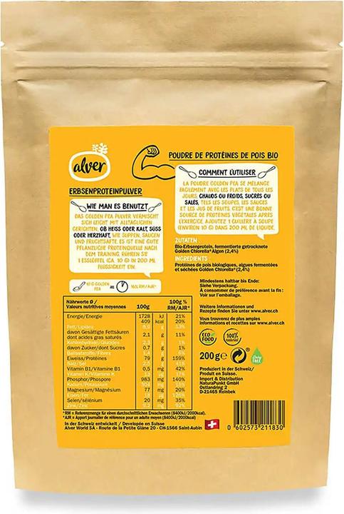 Image du produit Alver Golden Pea Bio - Poudre de protéines végétales naturelles (Neutre, 1 pcs, 216 g)
