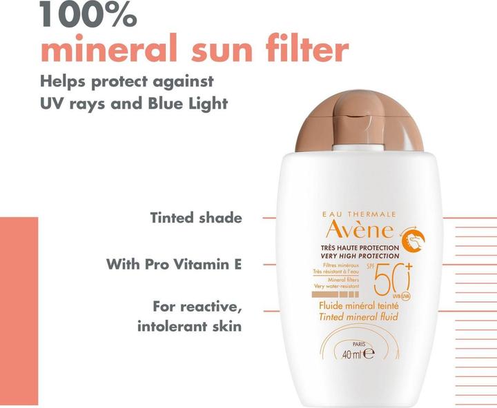 Actual product image Avène Solar fluid mineral tinted SPF50+ (Suntan cream, SPF 50+, 40 ml, 71 g)