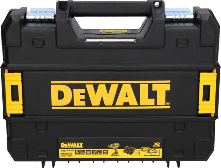 Actual product image DeWalt DCD 778 D2T Akku Schlagbohrschrauber 18V 65Nm + 2x Akku 2,0 Ah + Ladegerät + TSTAK (Battery operated)