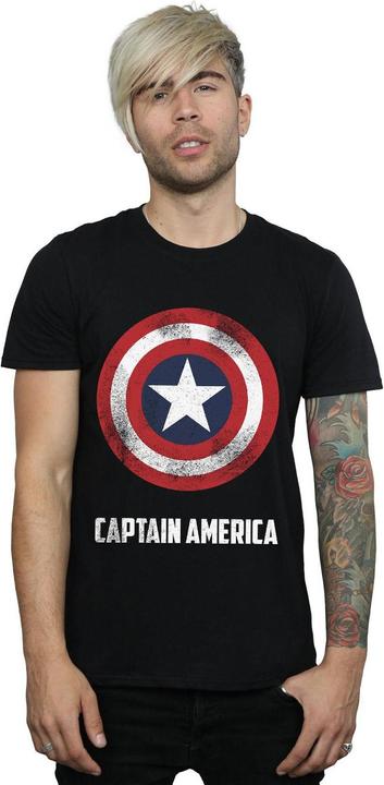 Actual product image Mens Captain America Shield Text T-Shirt (L)