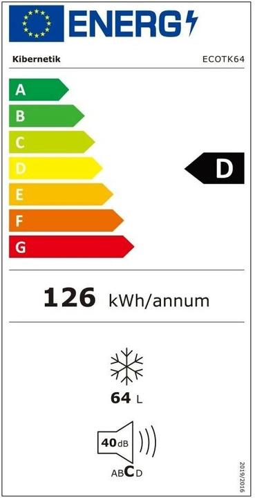 Label énergétique Kibernetik Congélateur ECOTK64 (Autonome, 64 l)