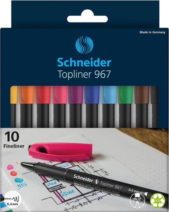 Produktbild Schneider Fineliner 967 10er Etui (Mehrfarbig, 10 x)
