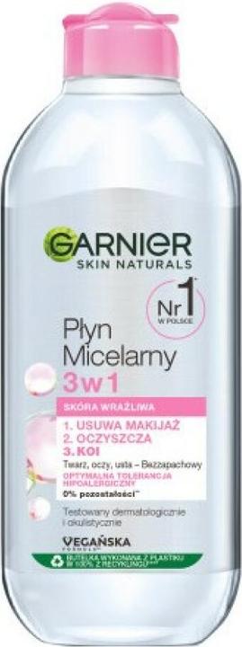 Actual product image Garnier Skin Naturals Micellar Liquid 3In1 Score Sensitive 400Ml (Cleansing lotion, 400 ml)