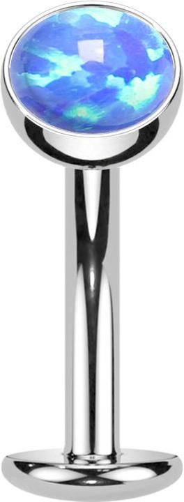Produktbild Star Piercing Threadless Labret-Stab Banane silber Halbkugel Opal blau (Titan G23)