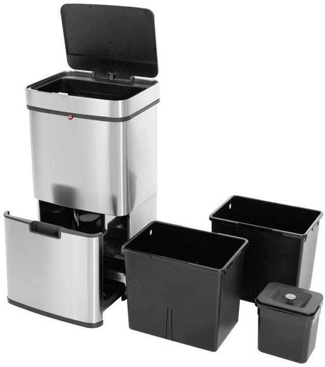 Produktbild Hailo Öko Vario XL, Design-Sensor-Mülltrenner, 25 + 25 + 4 ltr, Edelstahl Anti-Fingerprint (50 l)
