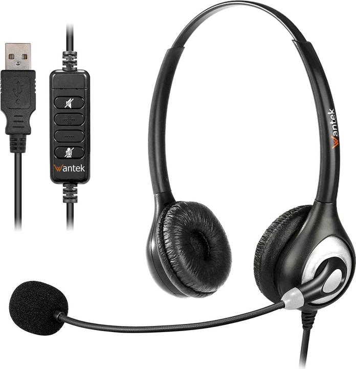 Produktbild Wantek Headset mit Mikrofon und Noise Cancelling, Grau