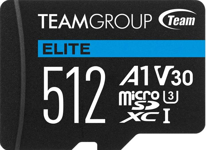 Team Electronic Team ELITE - Flash memory card (SD adapter included) - 512GB - A1 / Video Class V30 / UHS-I U3 (512 GB, microSD, U3, UHS-I)