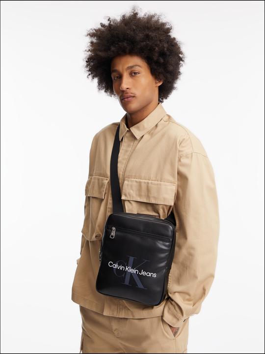 Actual product image Calvin Klein Mens Monogram Soft Reporter22 Crossovers, Black, One Size (100% Polyurethanes)