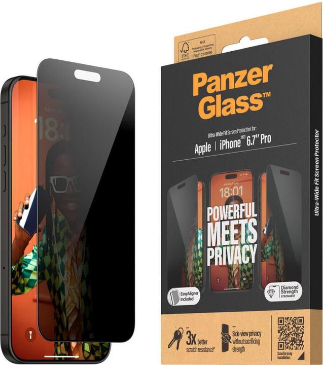 Actual product image PanzerGlass Privacy Screen Protector Ultra-Wide Fit (1 Piece, Apple iPhone 15 Pro Max)