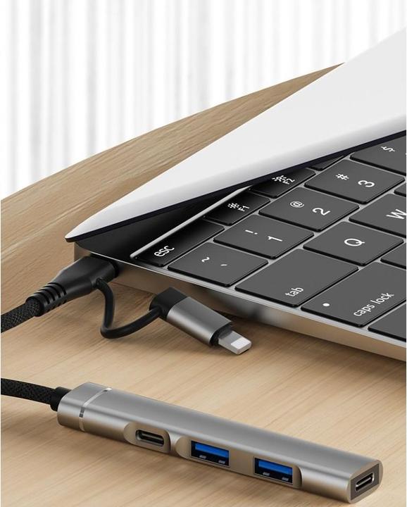 Actual product image PowerGuard 6-in-1 OTG adapter (Lightning, USB Type C)