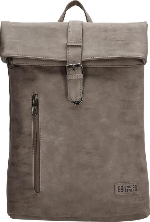 Enrico Benetti Benetti Rotterdam 66598 Laptop rugzak / businesstas rolltop rugzak 15 laptopvak- Midden Bruin