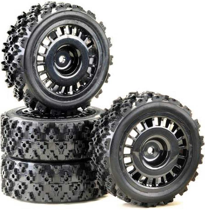 Absima 1:10 wheel set "rally block design" black (4)