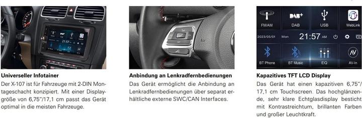 Produktbild Xzent X-107 2-Din 6.75 Infotainer DAB und Weblink Cast