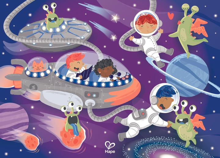 Actual product image Hape Space Friends Puzzles (48 pieces)