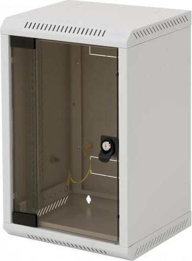 Actual product image Triton 10" wall cabinet one-piece 4HE300mm, glass door, black (4 RU, 10 inch rack)