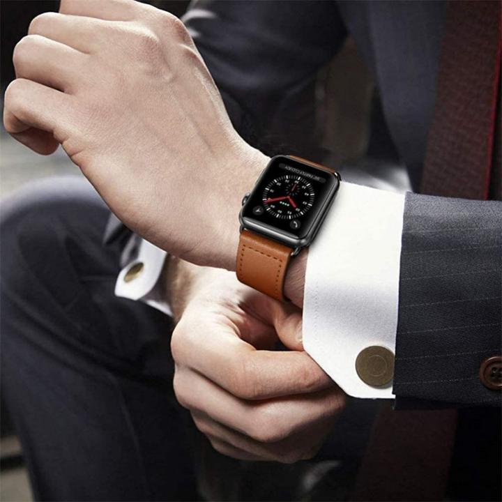 Produktbild Tech Apple 4/5/6/7/8/SE Smart Watch Lederarmband, Braun, 38/40/41 mm (38 mm, 40 mm, 41 mm, Echtes Leder)