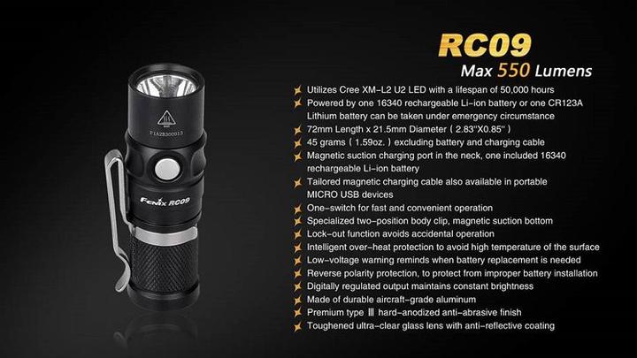 Immagine prodotto Fenix Rc09 (7.50 cm, 550 lm)