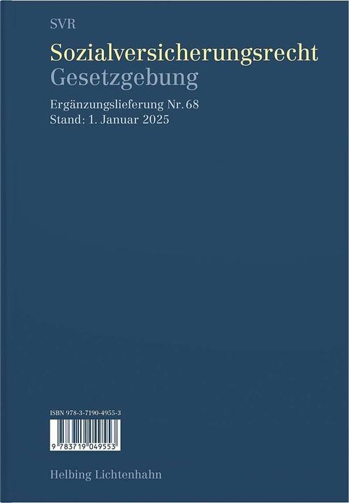 Actual product image Sozialversicherungsrecht - Gesetzgebung EL 68 (German, Tristan Imhof, 2025)
