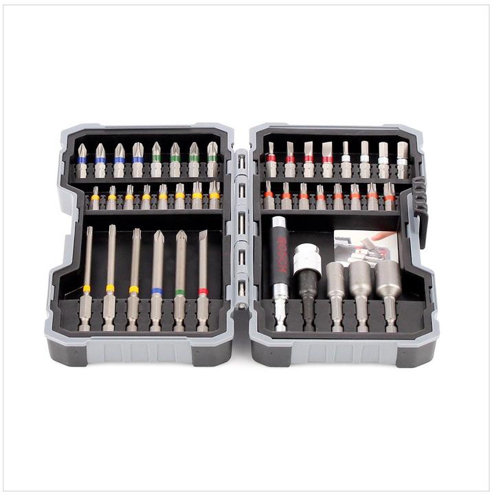 Produktbild Bosch Professional Zubehör Bits-Satz mit Klingenhalter - 43 Stk (Innensechsrund TX M10, Innensechsrund TX M15, Innensechsrund TX M20, Innensechsrund TX M30, Kreuz Phillips PH M1, Kreuz Phillips PH M2, Kreuz Pozidriv PZ M2, Kreuz Phillips PH M3, Innensechsrund TX Mit Loch M25, Innensechsrund TX mit Loch M27, Innensechsrund TX M25, Innensechsrund TX M27)