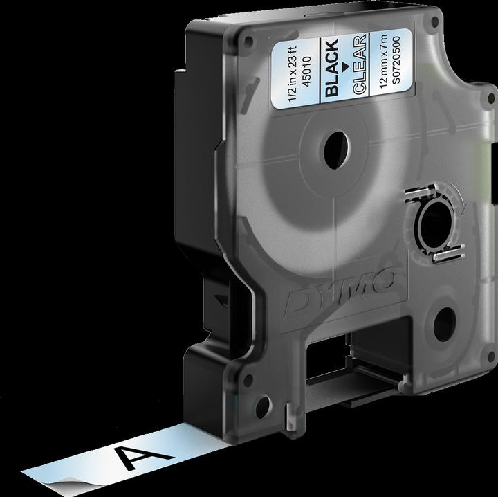 Produktbild Dymo D1 Schriftband 43610 6mmx7.0m schwarz->transp. (0.60 cm, Schwarz, Transparent)