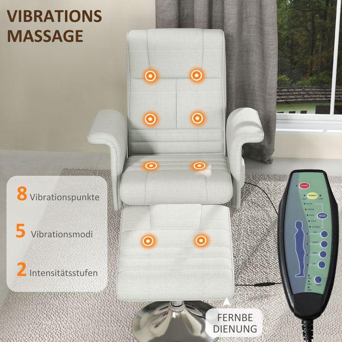 Image du produit Swisshandel24 Massagesessel mit Fusshocker, elektrischer Relaxsessel mit Liegefunktion Creme