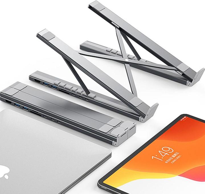 Immagine prodotto Choetech Supporto per laptop 7in1 Docking Station HUB-M48 (nero) (USB-C, 7 Porti)