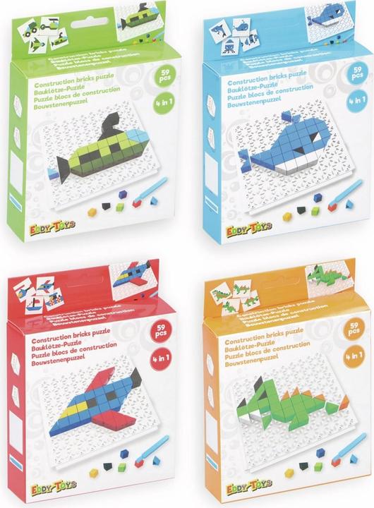 Produktbild Eddy Toys Bauklötze-Puzzle-Set, Wal, 4 in 1, 59-teilig.