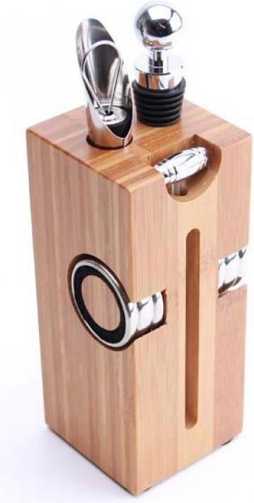 Produktbild TOP Wein Geschenkset (Weinausgiesser, Tropfring, Weinthermometer, Weinverschluss)