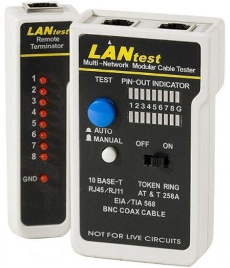 Immagine prodotto Exertis Connect Tester per cavi di rete Multi Network LANtest Tester semplice per cavi RJ45, RJ12 e coassiali