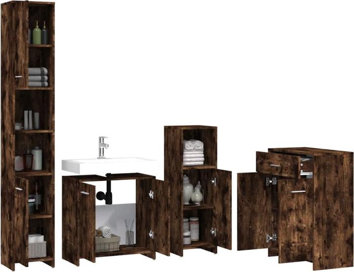 Produktbild VidaXL Badmöbel Set Badezimmermöbel Badezimmerschrank 4 tlg. Räuchereiche