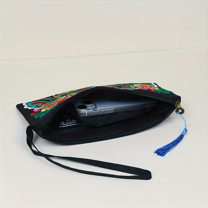 Produktbild Only-Bags.Store 1 Stück Bohemian bestickte Kupplung Geldbörse, Boho-Stil Armband, Mode-Accessoire, Polyester