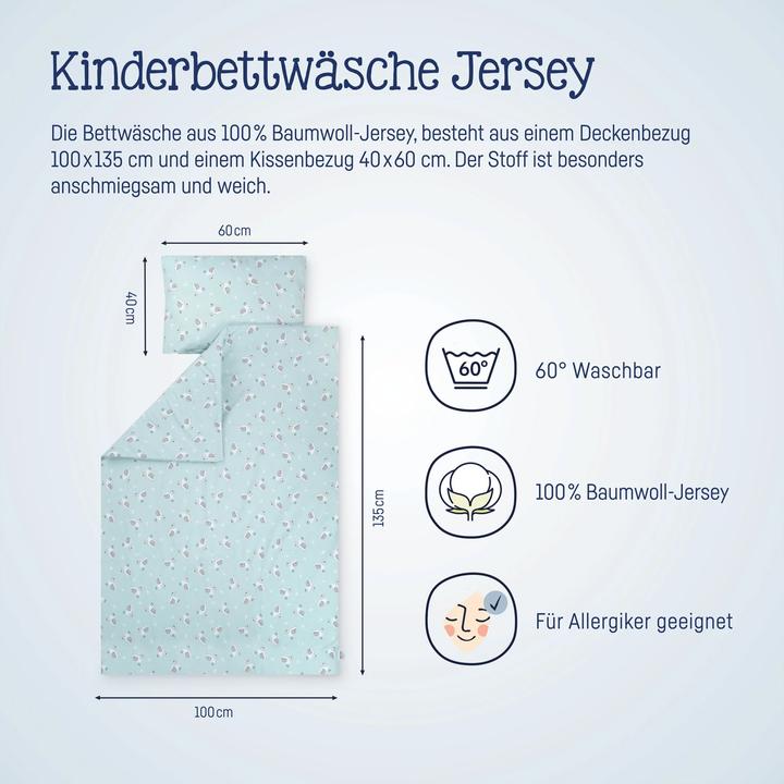 Produktbild Julius Zöllner Kinderbettwäsche Jersey Schnecke 100 x 135 + 40 x 60 cm