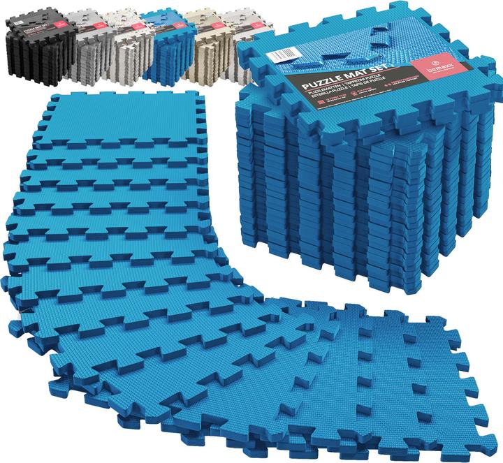 BeMaxx Schützendes Puzzle-Mattenset, 18 Stück Blau (1 cm)