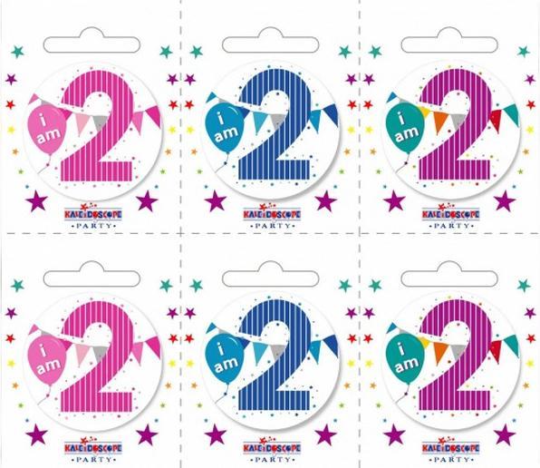 Apac Gestreiftes Abzeichen zum 2. Geburtstag (6erPack)