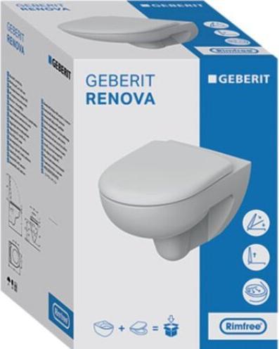 Productafbeelding Geberit Renova wandcloset, Rimfree met WC-zitting, wit 500801001