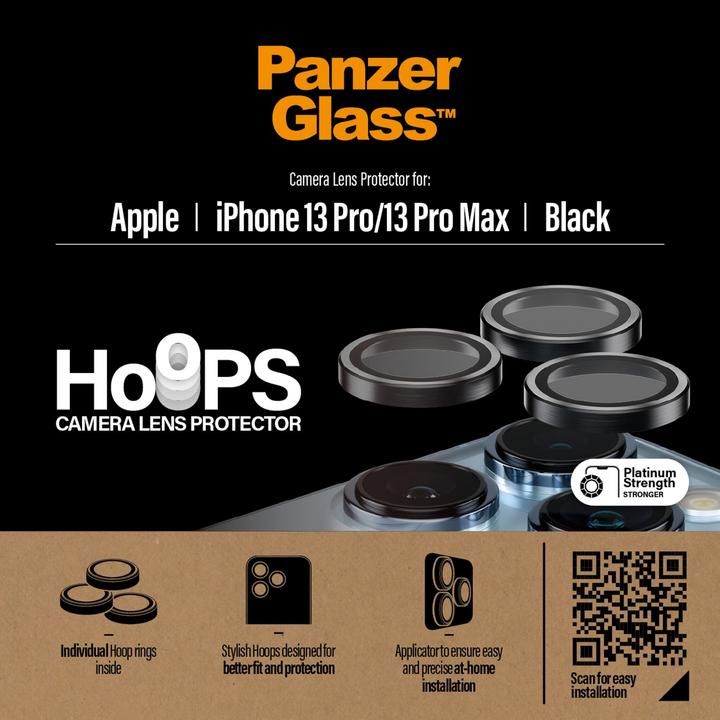 Produktbild PanzerGlass CP PP Rings for iPhone 13 Pro/13 Pro Max black (1 Stück, Apple iPhone 13 Pro Max, Apple iPhone 13 Pro)