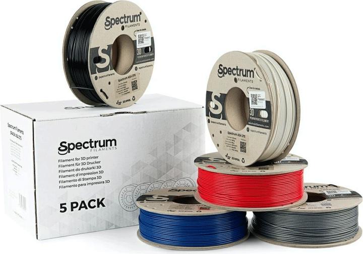 Actual product image Filament ASA 5 Pack 1.75mm (ASA, 1.75 mm, 1250 g, White)