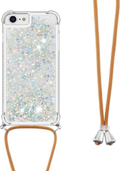 Actual product image Cover-Discount iPhone SE / 8 / 7 - Glitter case with lanyard white (Apple iPhone 8, Apple iPhone 7)