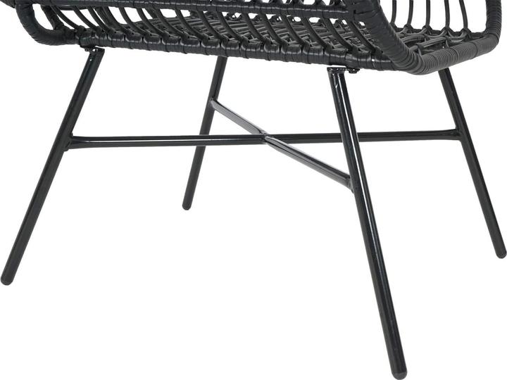 Produktbild Swisshandel24 Poly-Rattan Set, Balkon-Set Gartengarnitur Sitzgruppe Stuhl+Hocker anthrazit, Kissen anthrazit