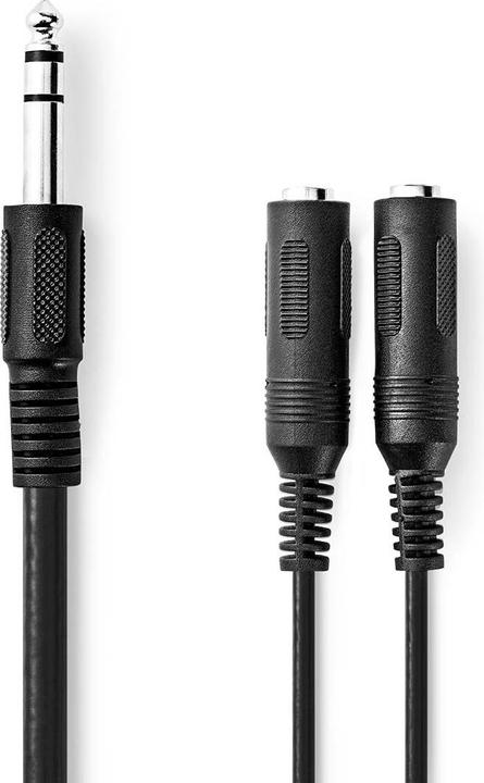Produktbild Nedis Stereo-Audiokabel | 6.35 mm Stecker | 2x 6.35 mm Buchse | Vernickelt | 0.20 m | Rund | Schwarz (0.20 m)