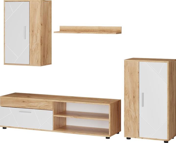 Vicco Wohnwand Berno, GKO/Weiss, 4-teiliges Set