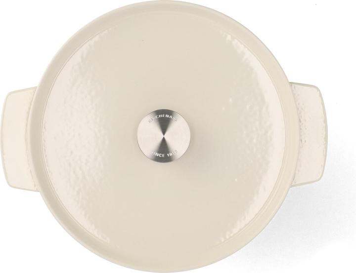 Productafbeelding KitchenAid braadpan 26cm - gemailleerd gietijzer - amandel wit - rond (26 cm, Braadpan + kasserol, Gietijzer)