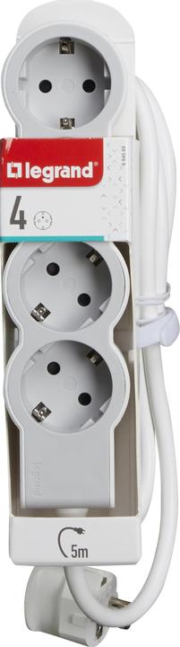 Actual product image Legrand Flat socket strip 4x socket, 5 metre cable white-grey 694569 (4 x, CEE 7/3, CEE, 5 m)